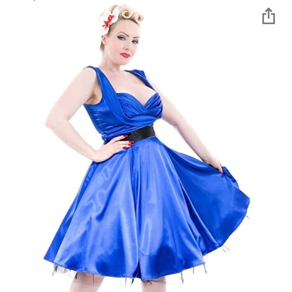 Hearts and Roses London Occasion Swing Dress Blue